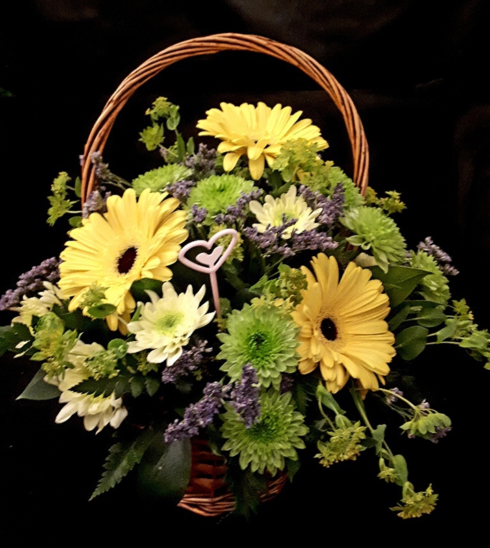 Fresh Flower Basket Arrangement – buy online or call 01234 300559