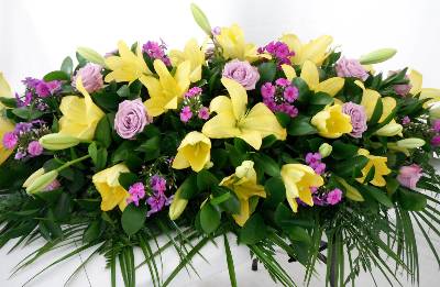 Yellow Lilies Coffin Spray