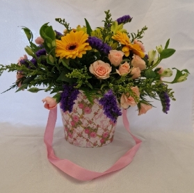 Fresh Floral Container Arrangement